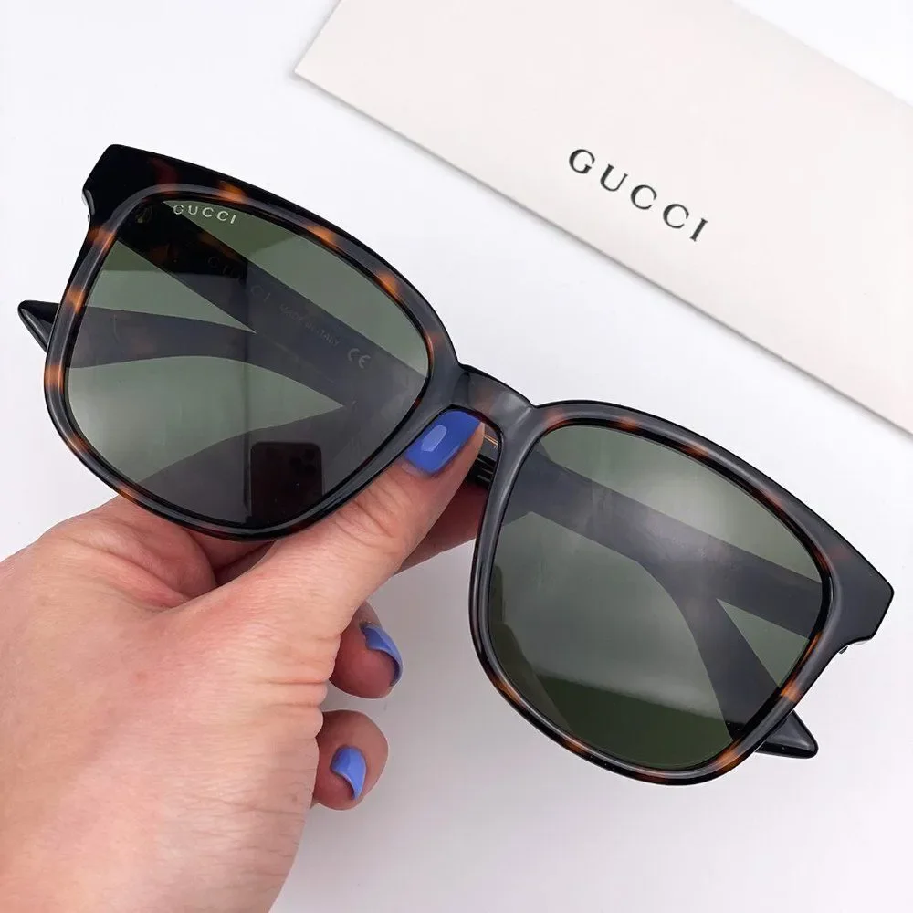 GUCCI LOGO GG0637SK 002 Sunglasses Havana Green Square Men